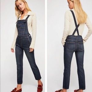Free People Washed Denim Overalls